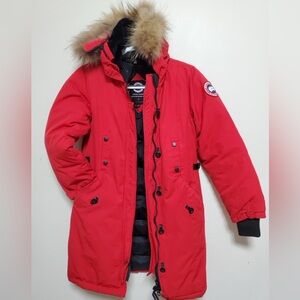 Authentic Canada Goose Womens Kensington Fur Parka Coat Jacket Size S/P-Red